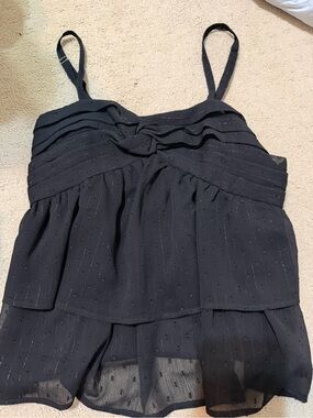 Express Black Beaded Tiered Spaghetti Strap Cami